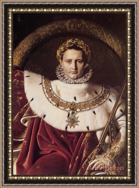 Jean Auguste Dominique Ingres Napoleon I on His Imperial Throne [detail] Framed Painting